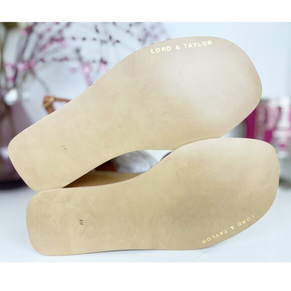 Lord & Taylor NWB Brown Leather Ankle Strap Wooden Wedge Heel Sandals Size 8 M - Picture 8 of 12